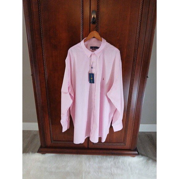 Ralph Lauren Men's Big & Tall Size 20 38/39 Long-Sleeve Easy Care Pink w/Logo - Picture 1 of 14